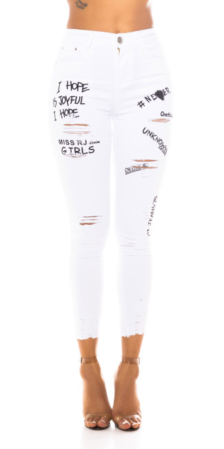 skinny denim-spijkerstof girls jeans wit